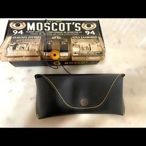 Moscot case, box and cloth to clean glasses.